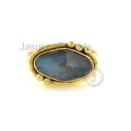 Brique à la main au Labradorite à la main avec bague en argent plaqué or en vente en gros